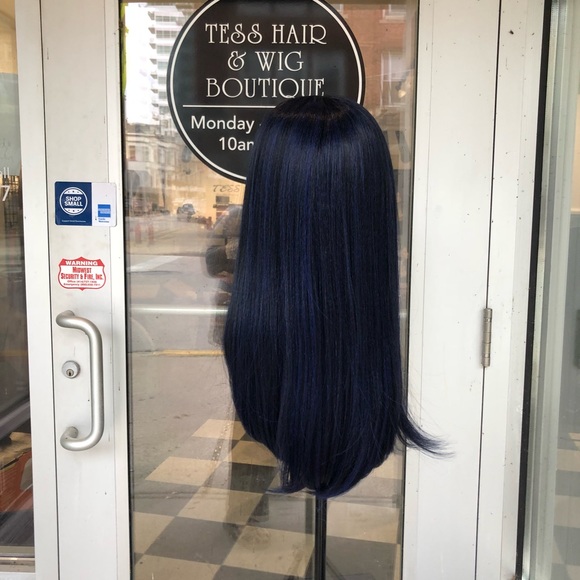 Blue Black lacefront wig swisslace silky straight - Picture 8 of 8